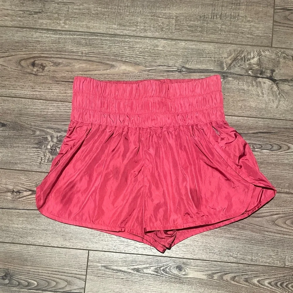 Free people FP movement large pink shiny shorts athletic sexy - Picture 2 of 5